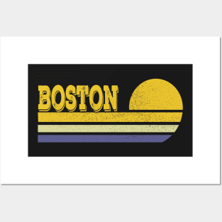 Boston Vintage Sunset Stripes Retro 70's Posters and Art